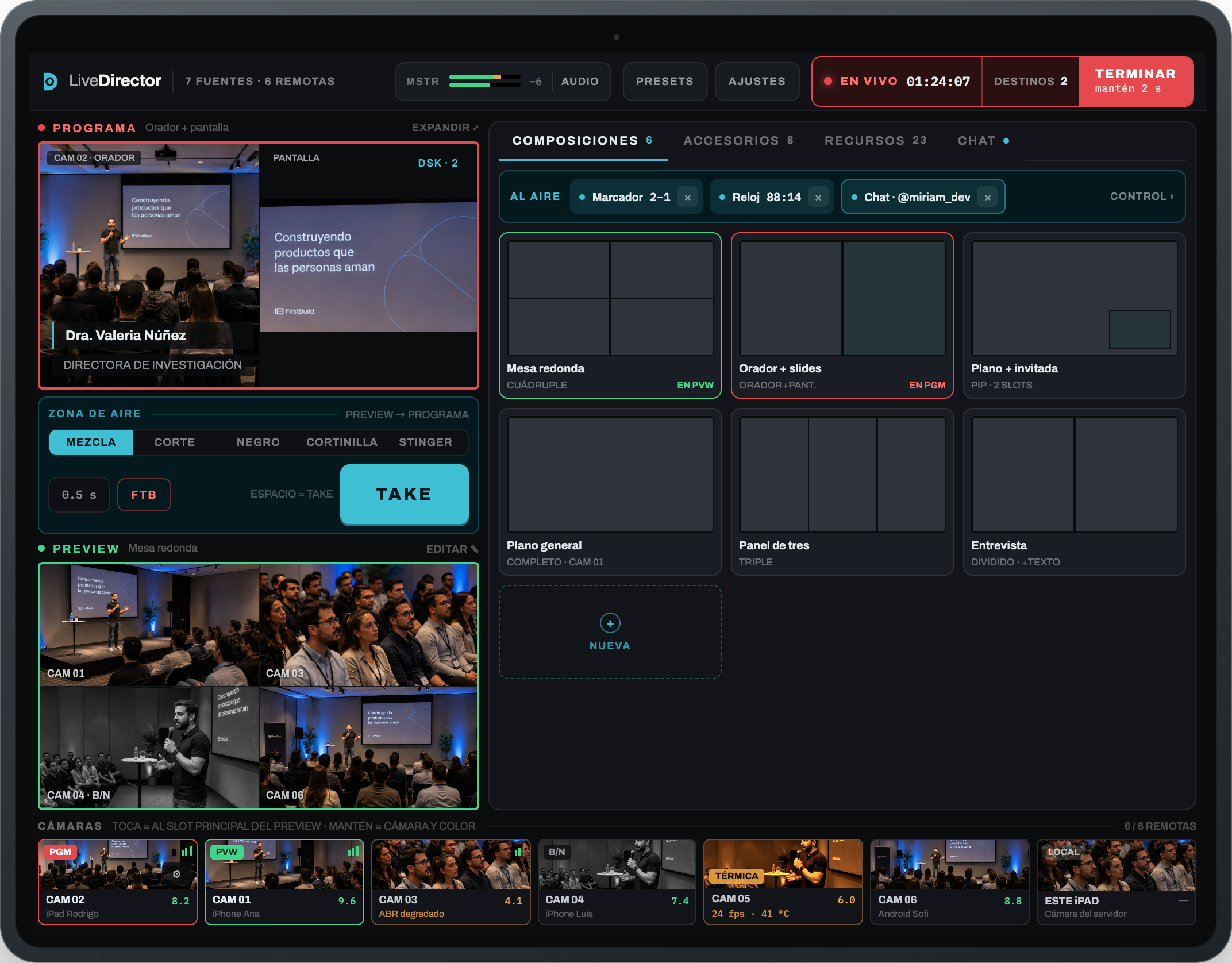 LiveDirector Studio en iPad